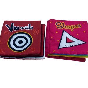Top Bright Soft Cloth Baby Books Set of 2 Visuals & Shapes Fabric Infant Safe